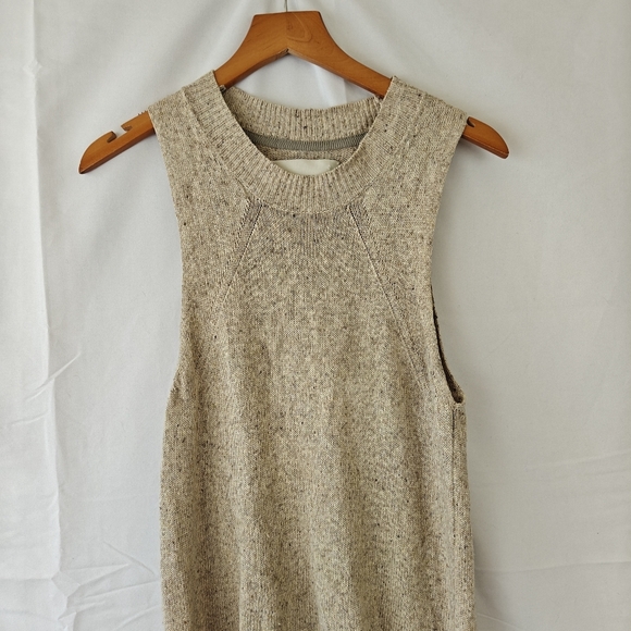 Brochu Walker Hi Low Sleeveless Linen Blend Beige Speckled Sweater Size Small - Picture 3 of 10